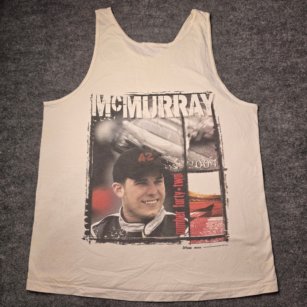 Chase Authentics Jamie McMurray 42 NASCAR Tank Top Mens Large Cream 2004 Racing